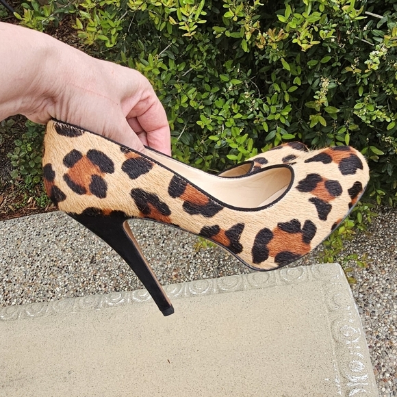 Talbots animal print Leopard Print Pony Hair Classic Platform Pumps Heels 7B - Picture 1 of 15